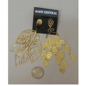 BODY CENTRAL Fashion Earrings Gold Drop Dangle Closure Mixed Metals